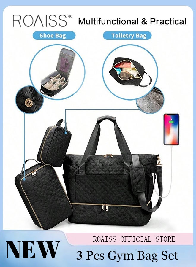 Large Capacity Duffle Bag and 2 Small Zipper Pouch Bag Combination Set Unisex Multi-Functional Waterproof Shoulder Crossbody Bags Sets for Travel Business Trip or Gym Suitable for both Women and Men