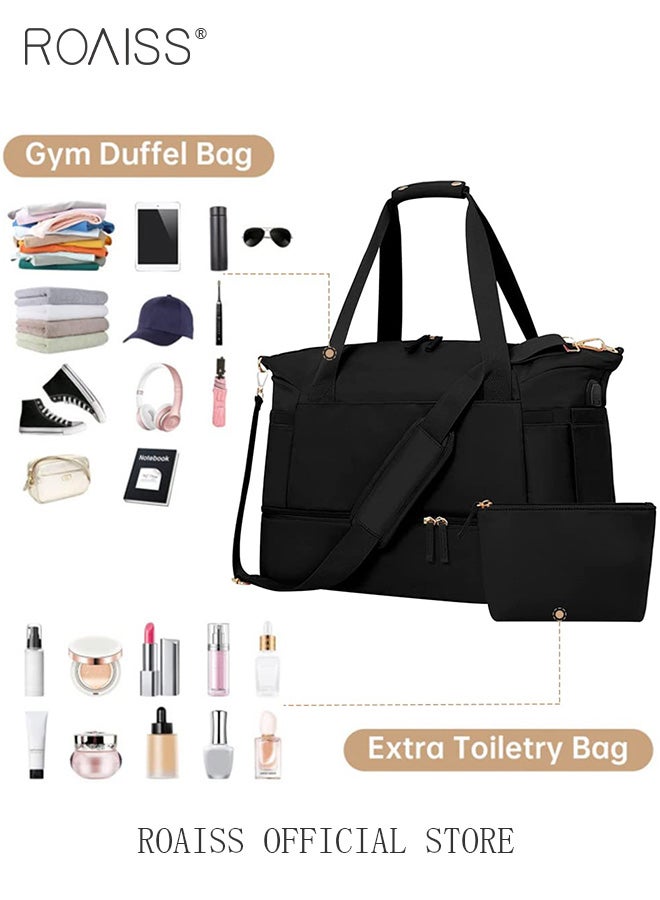 Large Capacity Duffle Bag and a Small Zipper Pouch Bag Combination Set Unisex Multi-Functional Waterproof Shoulder Crossbody Bags Sets for Travel Business Trip or Gym Suitable for both Women and Men