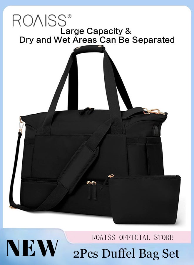 Large Capacity Duffle Bag and a Small Zipper Pouch Bag Combination Set Unisex Multi-Functional Waterproof Shoulder Crossbody Bags Sets for Travel Business Trip or Gym Suitable for both Women and Men