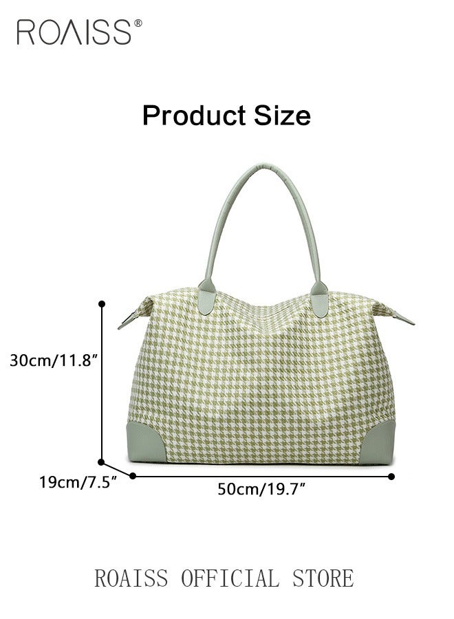 Stylish Houndstooth Duffel Bag Unisex Large Capacity Waterproof Gym Bags for Fitness Training Outdoor Travel with Comfortable Handheld Suitable for Women or Men Weekender Overnight Outing Time