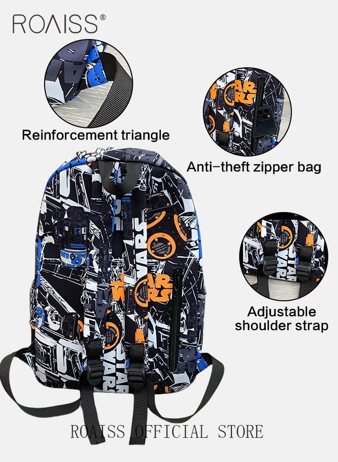 Stylish Cool Graffiti Travel Backpack for Unisex Casual Versatile Large Capacity Student Bag with Doll Pendant Waterproof Rucksack with Multi-pockets Suitable for Commute Trip or Class