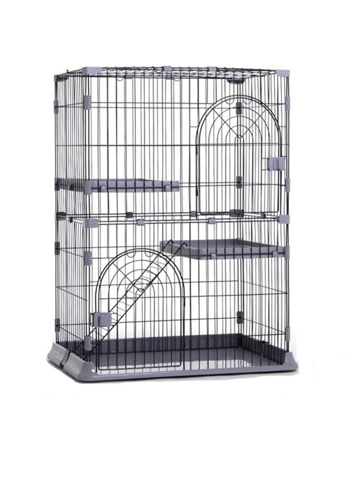 Indoor Cat Cage 2 Tier Kitten Cage House Cat Enclosure Outdoor Small Animal DIY Pet Playpen Detachable Metal Kennel for, Bunny, Squirrel, Travel, Camping (100*117*65cm)