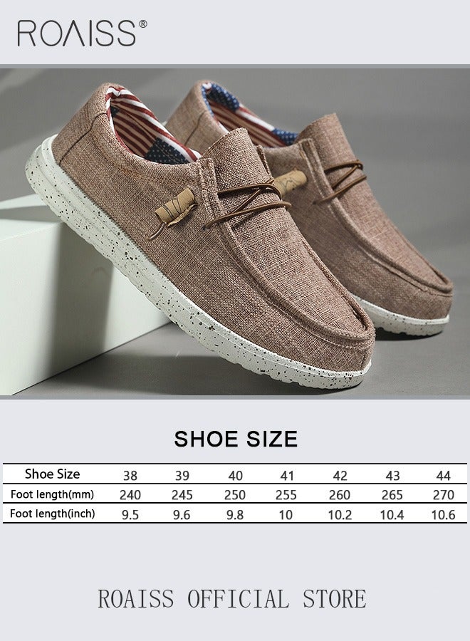 Casual Slip On Loafers for Men Thick and Soft Soled Canvas Shoes Lightweight Round Toe Sneakers Breathable Anti Slip Flats