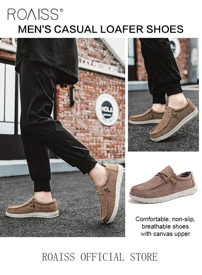 Casual Slip On Loafers for Men Thick and Soft Soled Canvas Shoes Lightweight Round Toe Sneakers Breathable Anti Slip Flats