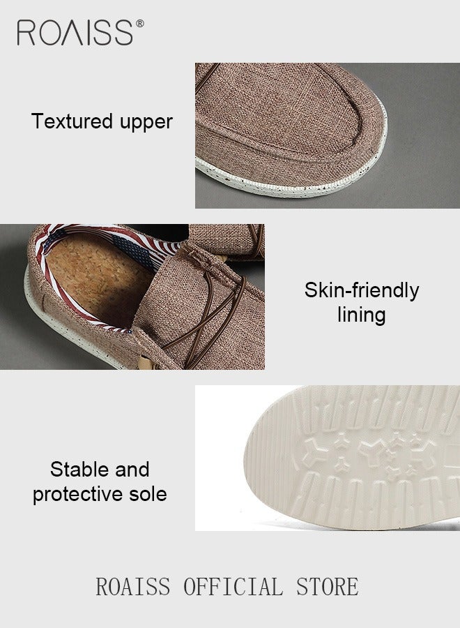 Casual Slip On Loafers for Men Thick and Soft Soled Canvas Shoes Lightweight Round Toe Sneakers Breathable Anti Slip Flats