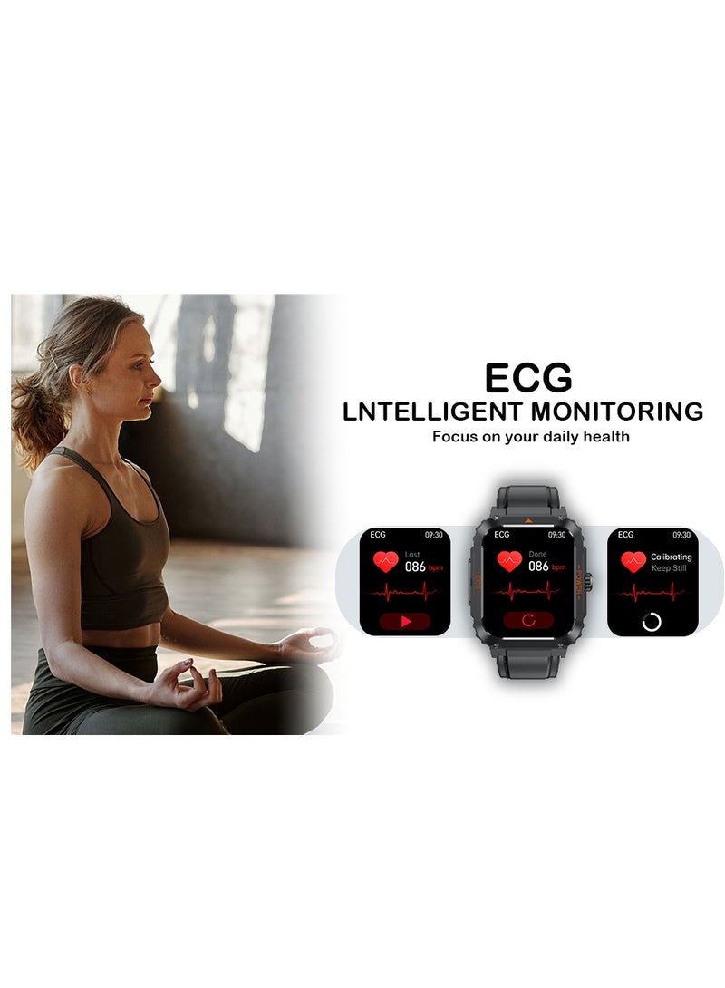 Blood Sugar Monitor Smart Watch: Blood Glucose ECG HRV Heart Rate Blood Oxygen Blood Pressure Fitness Tracker Watch for Elderly Men Women - 1.92