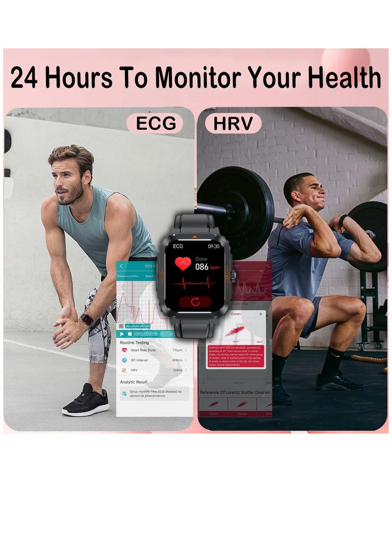 Blood Sugar Monitor Smart Watch: Blood Glucose ECG HRV Heart Rate Blood Oxygen Blood Pressure Fitness Tracker Watch for Elderly Men Women - 1.92