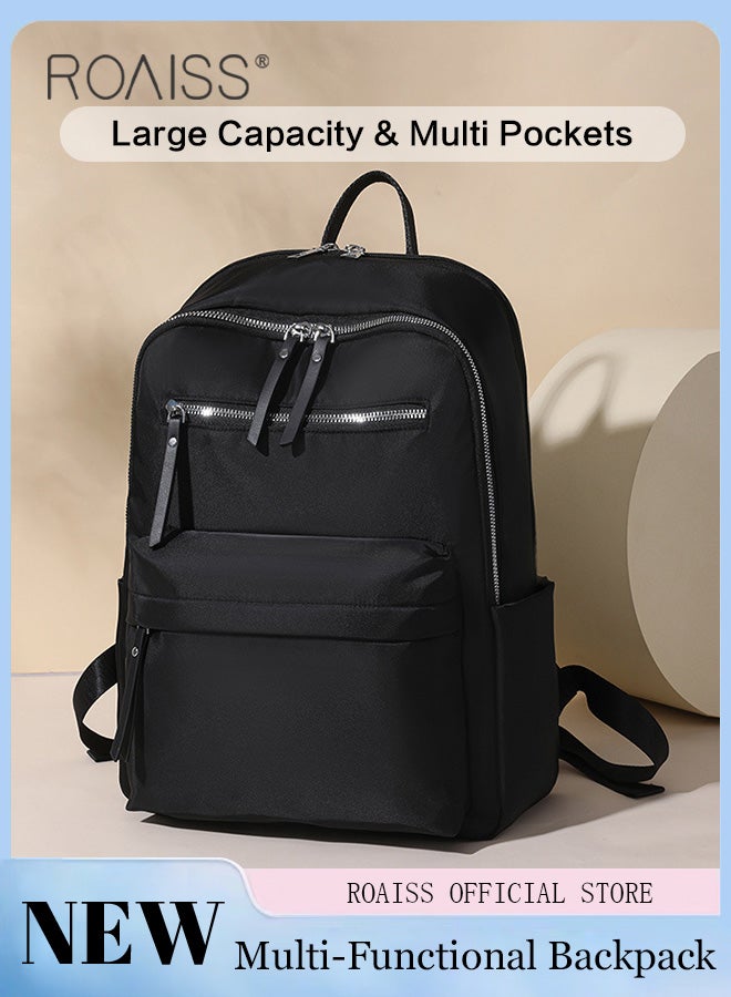 Simple Solid Color Backpack for Women Versatile Large Capacity Zipper Daypack Multi Layered Compartment Storage for Commute or Travel Can Fit 15 Inches Laptop with Design of Hungable on Trolley