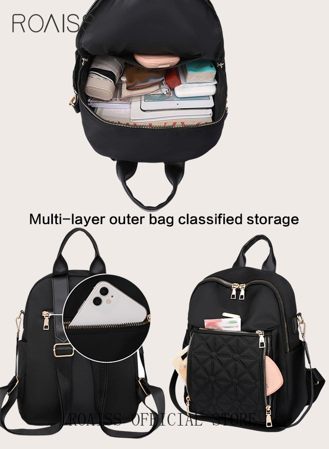 Versatile Quilted Zipper Backpack for Women Minimalist Large Capacity Lightweight Shoulder Bag with Multi Pockets Suitable for Girls for Commute Travel Waterproof Daypack with Quality Hardware Buckle