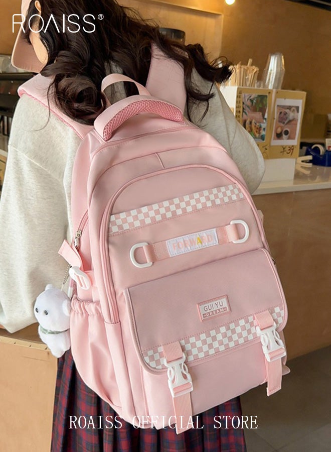 Large Capacity Pink Backpack for Women Girls Students Minimalist Fashionable Lightweight Portable Daypack Can Fit Laptop with Multiple Pockets and Zippers for Travel Commute or Outdoors Sports