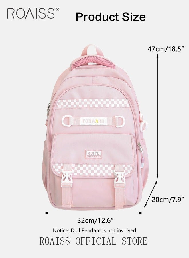 Large Capacity Pink Backpack for Women Girls Students Minimalist Fashionable Lightweight Portable Daypack Can Fit Laptop with Multiple Pockets and Zippers for Travel Commute or Outdoors Sports