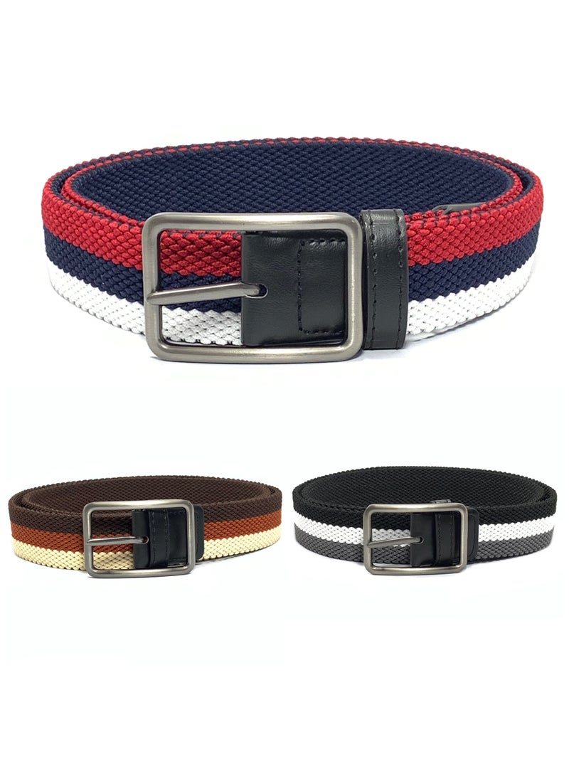 Classic Milano® Braided Canvas Woven Elastic Stretch Belt for Men/Women/Junior with Multicolored Belt men Enclosed in an Elegant Gift Box by Milano Leather