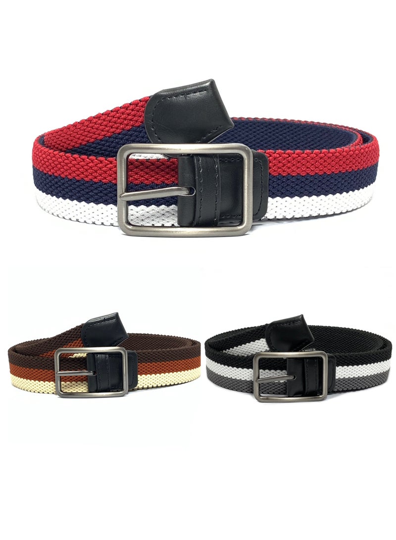 Classic Milano® Braided Canvas Woven Elastic Stretch Belt for Men/Women/Junior with Multicolored Belt men Enclosed in an Elegant Gift Box by Milano Leather