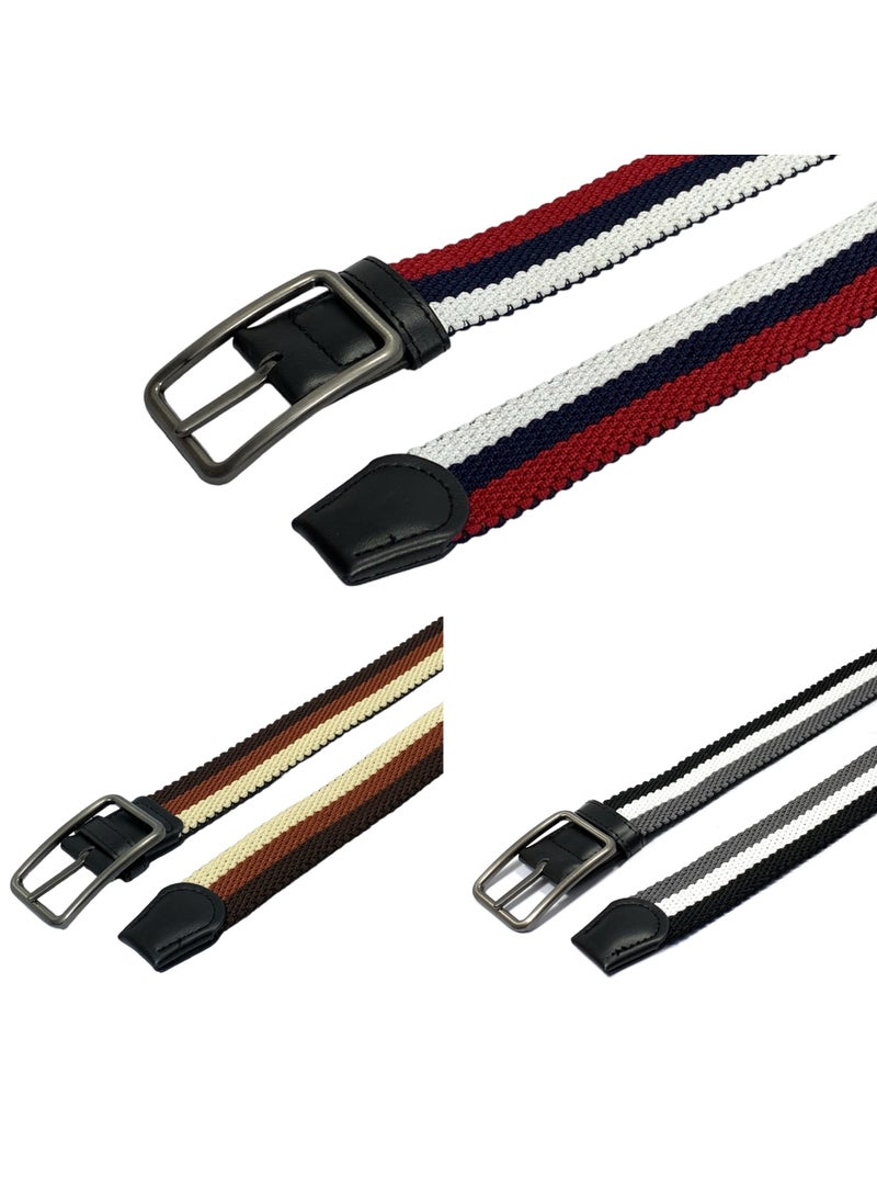 Classic Milano® Braided Canvas Woven Elastic Stretch Belt for Men/Women/Junior with Multicolored Belt men Enclosed in an Elegant Gift Box by Milano Leather