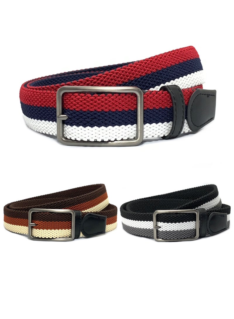 Classic Milano® Braided Canvas Woven Elastic Stretch Belt for Men/Women/Junior with Multicolored Belt men Enclosed in an Elegant Gift Box by Milano Leather