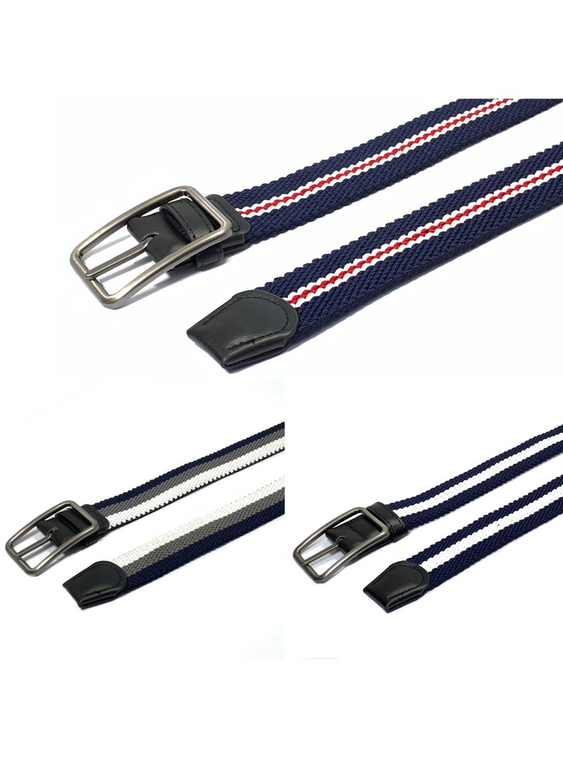 Classic Milano® Braided Canvas Woven Elastic Stretch Belt for Men/Women/Junior with Multicolored Belt men Enclosed in an Elegant Gift Box by Milano Leather