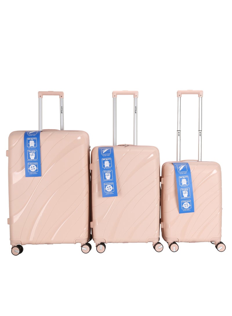 3 Pieces PP Hardside 360 degree Spinner Wheels Trolley Luggage Set with TSA Lock 20/24/28 Inch