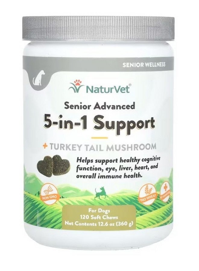 Senior Advanced 5 in 1 Support  Tail Mushroom For Dogs 120 Soft Chews 12.6 oz 360 g