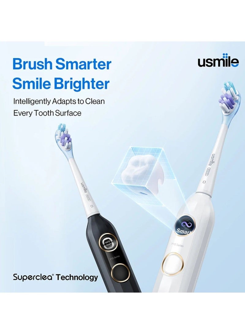 Y10 Sonic Electric Toothbrush - Feedback Display, 4 Brushing Modes, Soft Rubber Brush Head, IPX8 Waterproof, 6 Months Battery Life, Smart Mode, Blind Zone Detection and Pressure Sensor (White)