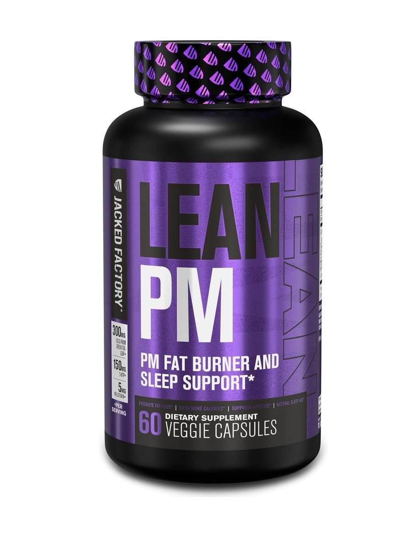 Lean PM Night Time Fat Burner, Sleep Aid Supplement, & Appetite Suppressant for Men and Women - 60 Stimulant-Free Veggie Weight Loss Diet Pills