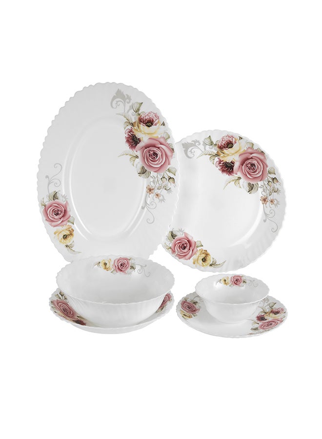 36-Piece Opalware Dinner Set Includes Oval Plate, Soup Plates, Dinner Plates, Flat Plates, Salad Bowls, Small Bowls and Soup Spoons Dishwasher-Safe and Microwave Safe Chip-Resistant 38.0cm