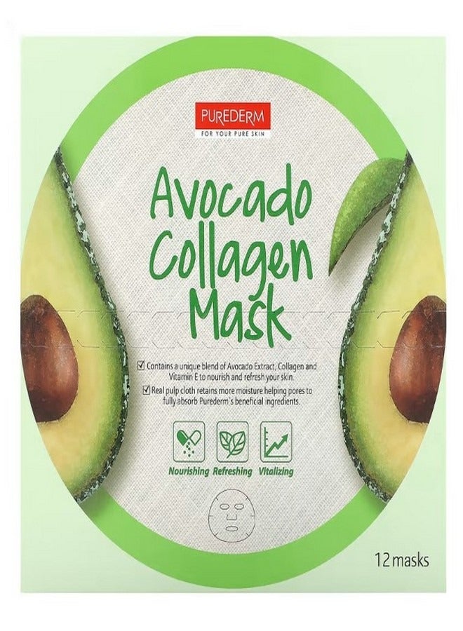 Avocado Collagen Beauty Mask 12 Sheets 0.63 oz 18 g Each