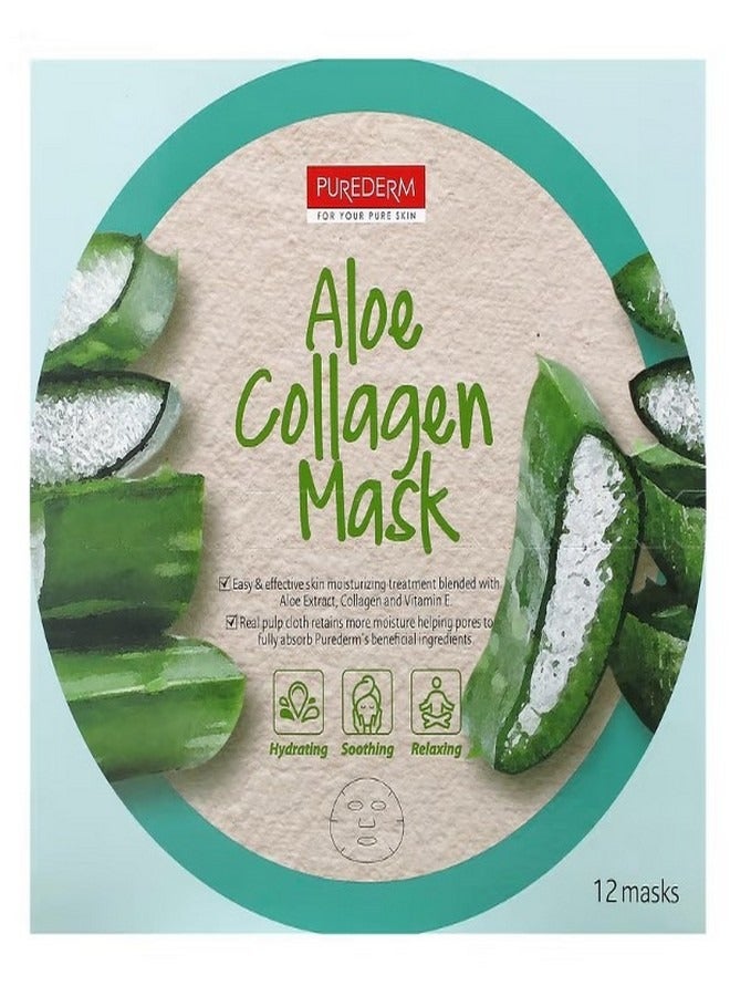 Aloe Collagen Beauty Mask 12 Sheets 0.63 oz 18 g Each
