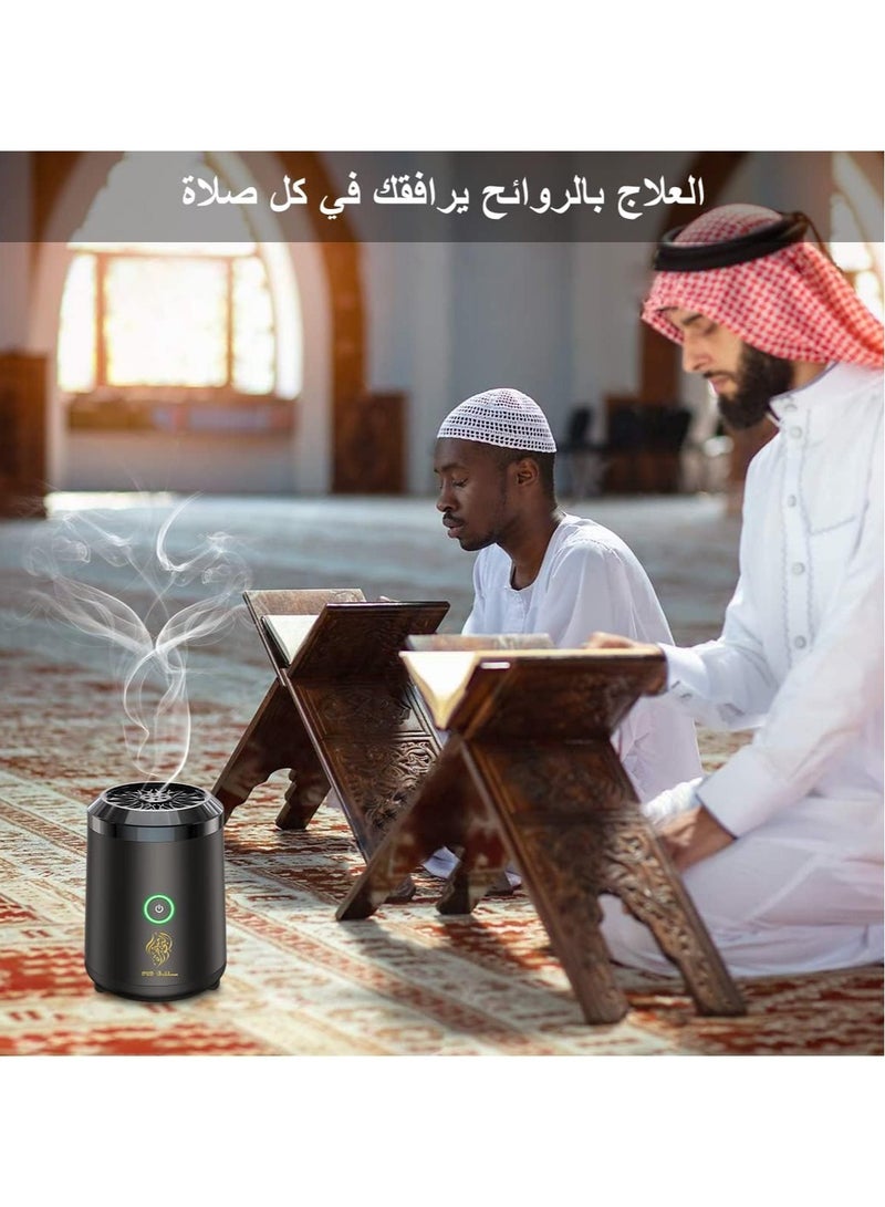 Mini Electric Incense Burner Portable USB Rechargeable Arab Bakhoor Muslim Aroma Diffuser Incense Holder for Car and Home Office(Black)