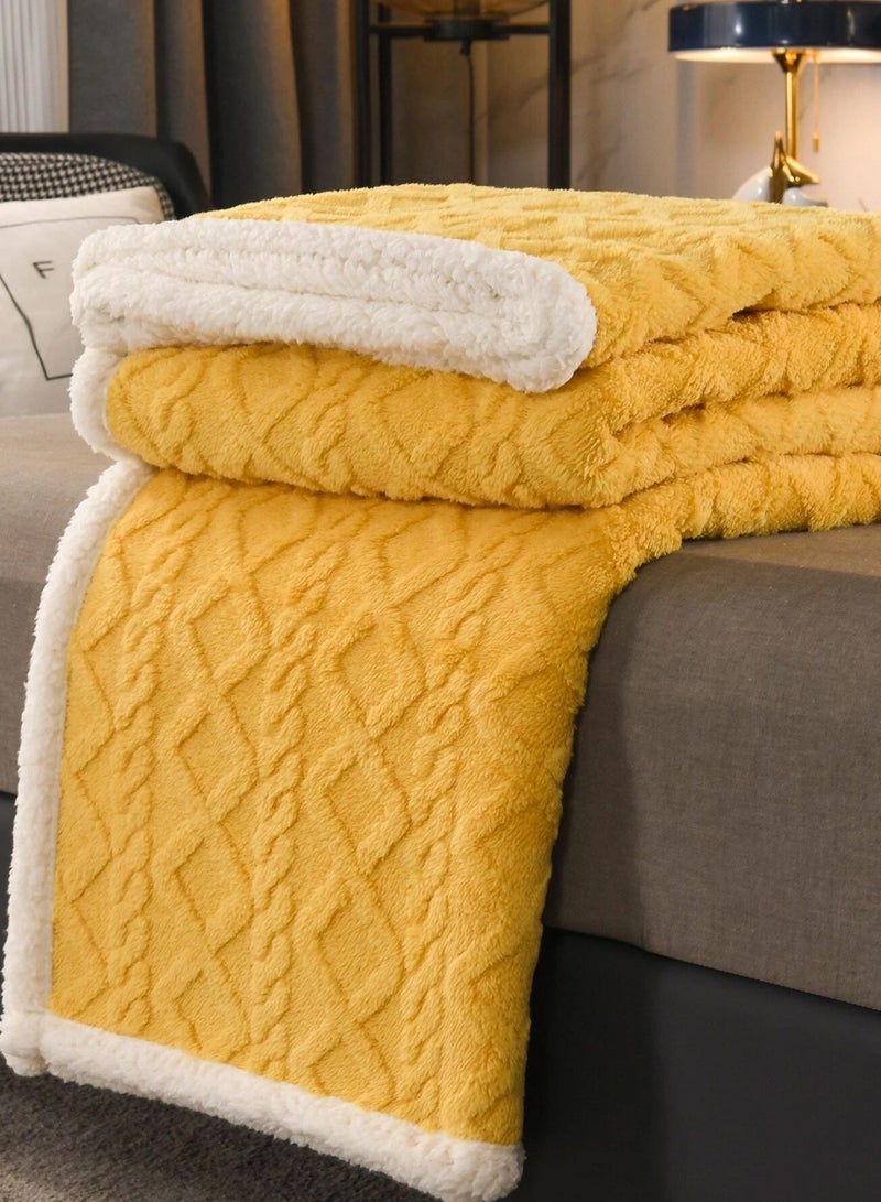 Home Thick Bed Blanket Double Side Lamb Cashmere Fleece Plaid Blanket Winter Warm Throw Sofa Cover Newborn Wrap Kids Bedspread