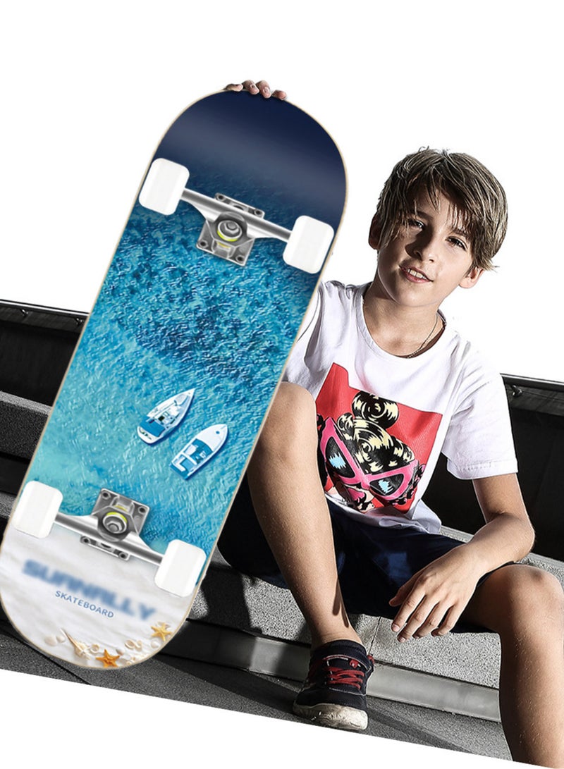 Four Wheel Double Kick Multi-Layer Maple Wooden Skateboard for Beginners Kids Adults Teenager