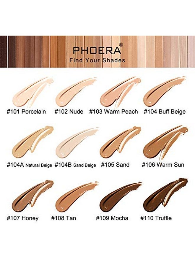 Aquapurity Phoera Full Coverage Foundation New Formula Waterproof Long Lasting Oil Free Velvet Matte Liquid Foundation For Oily Skin Flawless Makeup Base Cream Concealer (104A Natural Beige)