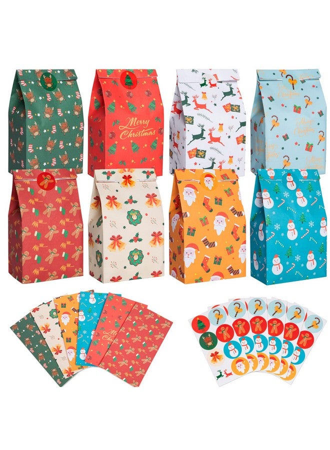 Christmas Goodie Bags 48 Pcs Christmas Paper Treat Bags With Stickers Party Gift Bags For Kids Assorted Xmas Goody Bags In 8 Designs For Holiday Giftgiving