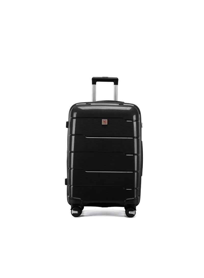 REFLECTION Jaguar Hard Luggage PP Trolley Bag with 4 Spinner Wheels and TSA Lock  BLACK  77CM