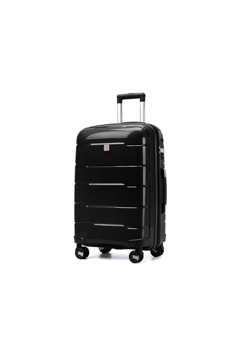 REFLECTION Jaguar Hard Luggage PP Trolley Bag with 4 Spinner Wheels and TSA Lock  BLACK  77CM