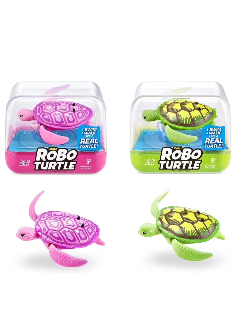 ZURU - (Pack of 2) Robo Alive Water Activated Turtle Toy - Color May Vary