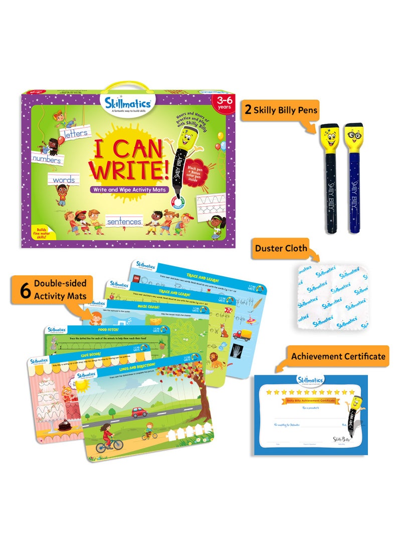 I Can Write, Preschool Learning Activities, Educational Toy and Game, Back to School Supplies, Reusable Activity Mats, Gifts for Students, Kids, Ages 3, 4, 5, 6