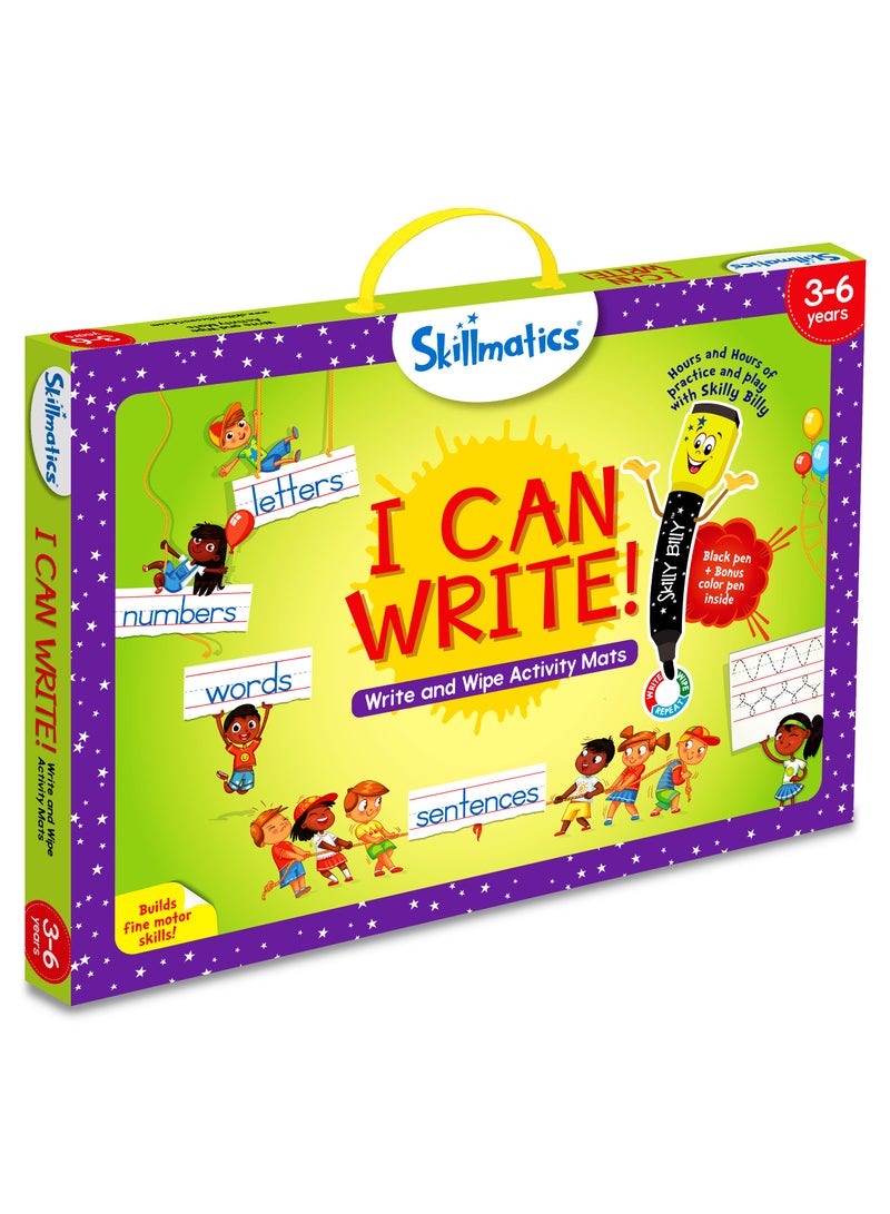 I Can Write, Preschool Learning Activities, Educational Toy and Game, Back to School Supplies, Reusable Activity Mats, Gifts for Students, Kids, Ages 3, 4, 5, 6