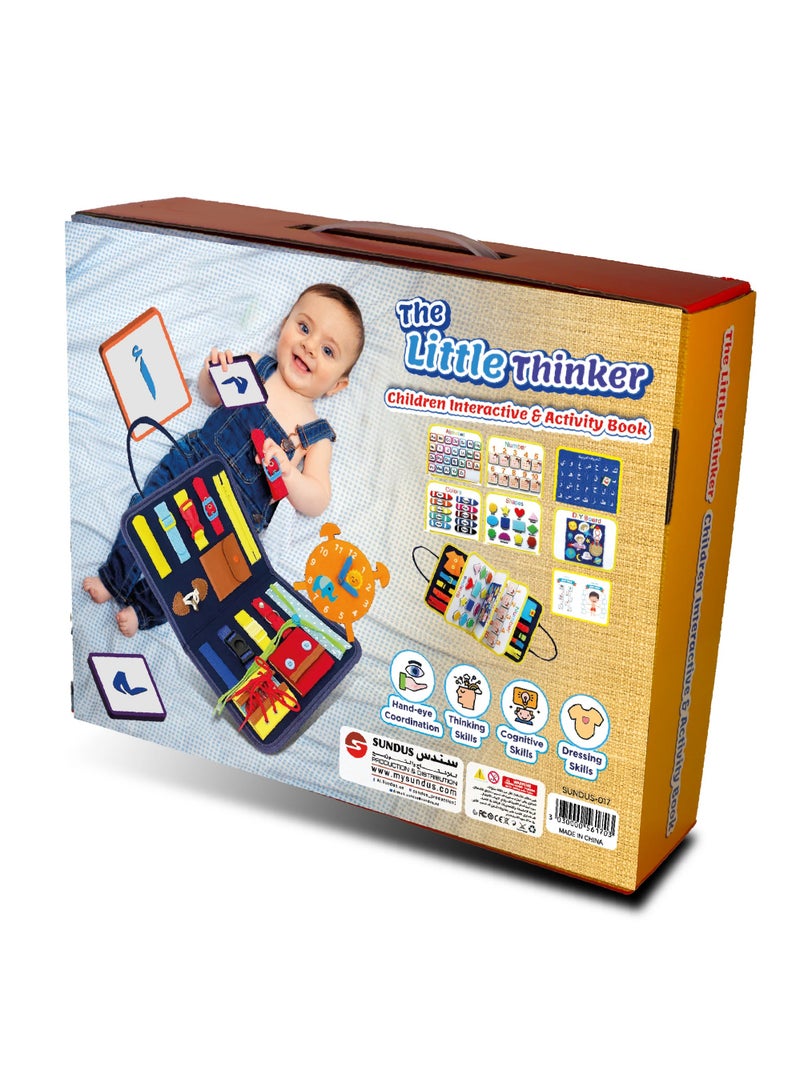 The Little Thinker Book is an interactive activity book for children to develop their sensory and cognitive skills.