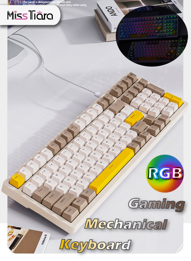 100 Key RGB Backlit Gaming Mechanical Keyboard Custom Gaming Gasket Structure Wired Hot-Plug Gaming Mechanical Keyboard Blue Switches Both for Gaming and Office