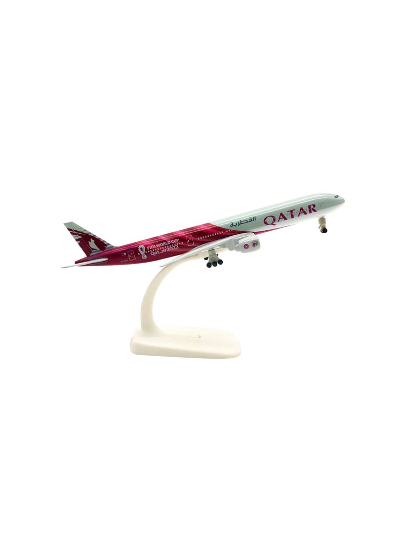 20cm Qatar Airways B777 Fifa World Cup Aircraft Diecast Metal Miniature Airplane Model with Landing Gear