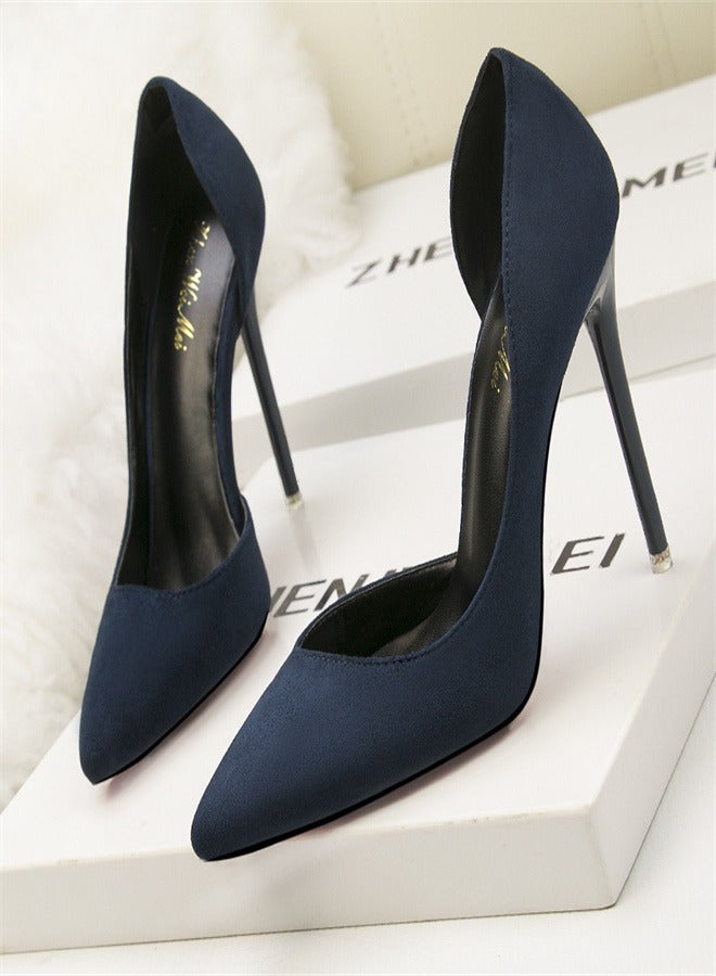10cm fashionable and minimalist high heels in navy blue