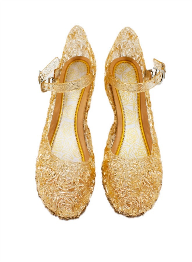 Girl Princess Crystal Shoes Summer Gold