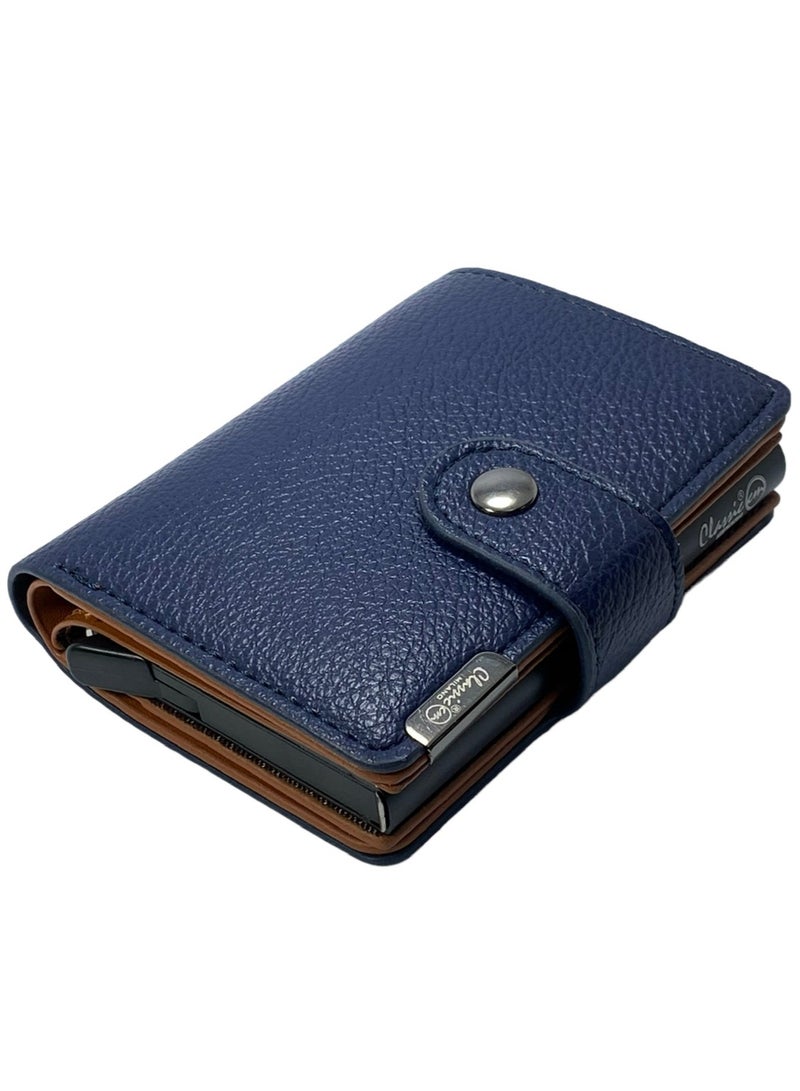 Classic Milano Synthetic Wallet for men; RFID Mens Wallet Automatic Cardholder (Blue) by Milano Leather