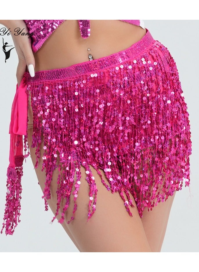 Squality Women Belly Dance Scarf Rose Red