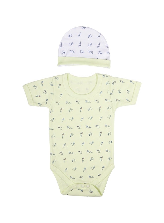 Babiesbasic 5 piece unisex 100% cotton Gift Set include Bib, Romper, Mittens, cap and Sleepsuit/Jumpsuit