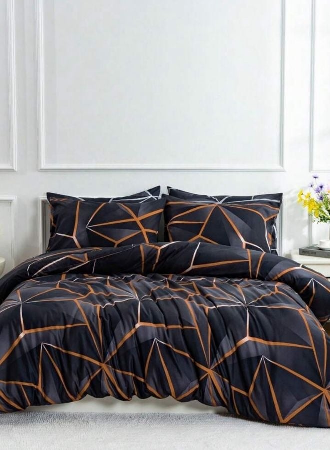 Various King/Queen/Single Size Duvet Cover Set, Black with Grey Geometric Design