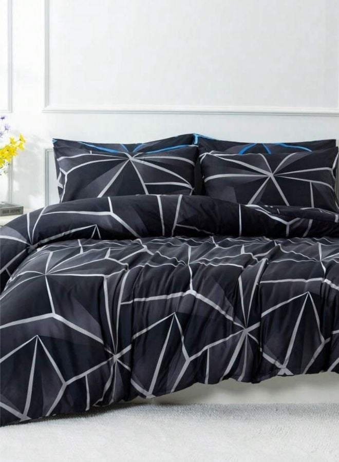 Various King/Queen/Single Size Duvet Cover Set, Black with Grey Geometric Design