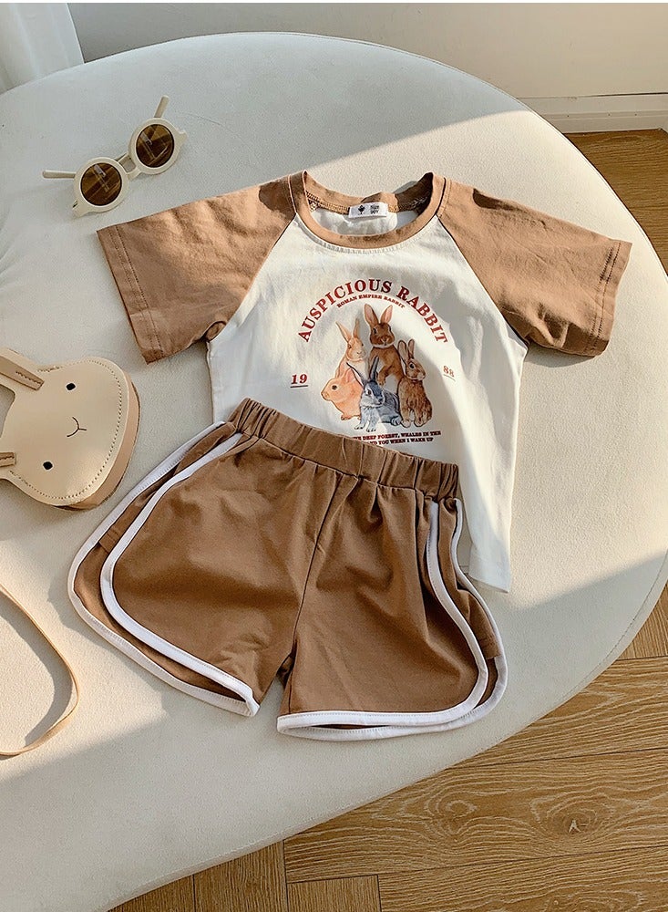 Kids Printed Short Sleeve T-Shirt And Shorts Summer Casual Set