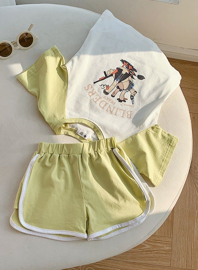 Kids Printed Short Sleeve T-Shirt And Shorts Summer Casual Set