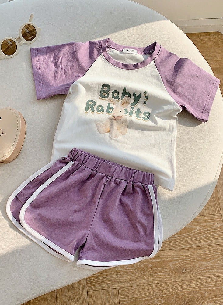 Kids Printed Short Sleeve T-Shirt And Shorts Summer Casual Set